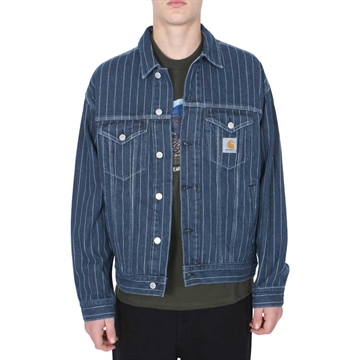 Carhartt WIP Jacket Orlean Hickory Stripe Blue / White Stone washed